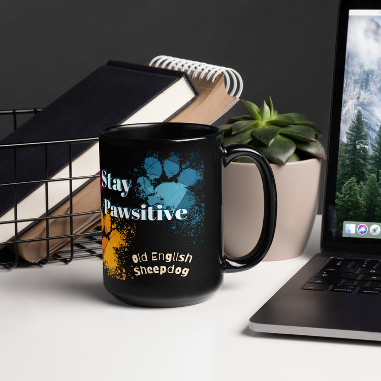 Stay Pawsitive | Black Ceramic Mugs