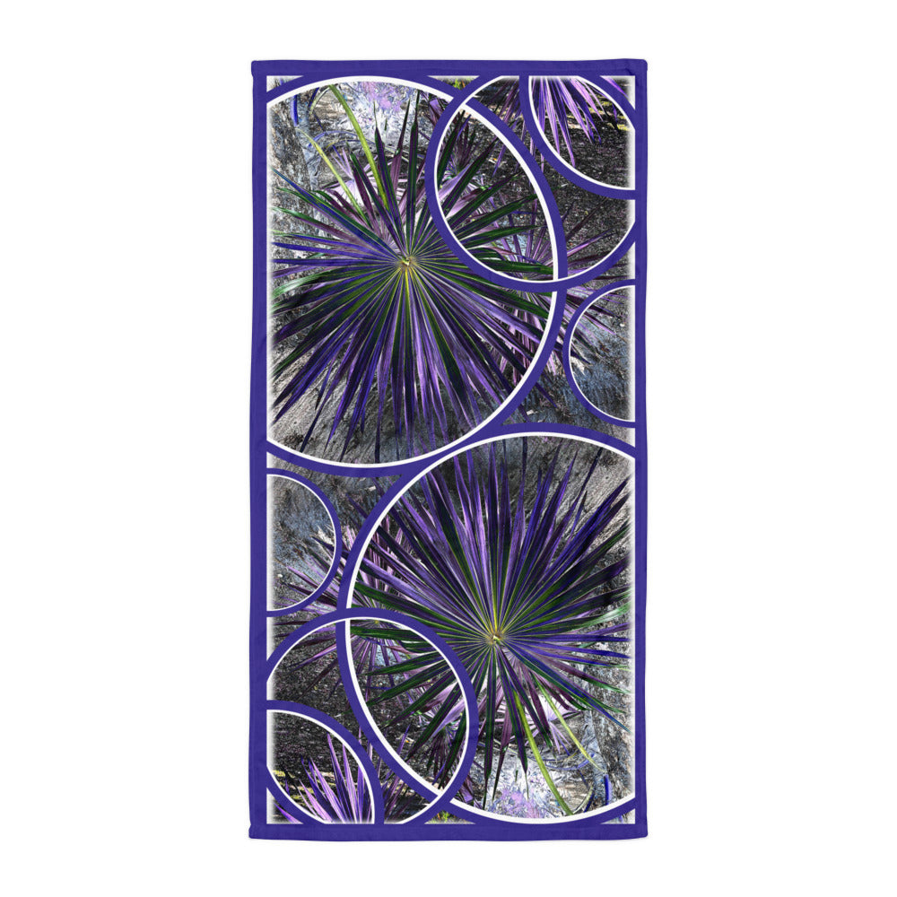 Wild Palm geometric pattern on a Color in Motion beach towel 30x60 — flat lay front view